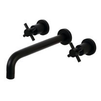 Kingston Brass KS8020DX Concord Two-Handle 3-Hole Wall Mount Roman Tub Faucet in Matte Black