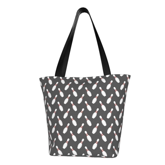 Fotbe Bowling Pins Bolsa de Playa con Estampado, Bolsa de Hombro, Bolsa de Mano Espaciosa, Bolsa de Viaje Ligera, Bolsa de Compras Versátil