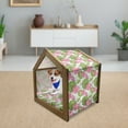 thumbnail image 3 of Lotus Pet House, Watercolor Style Nature Scene from Japan Blooming Flowers Pastoral Art, Outdoor & Indoor Portable Dog Kennel with Pillow and Cover, 5 Sizes, Fern Green Pale Blue, by Ambesonne, 3 of 5