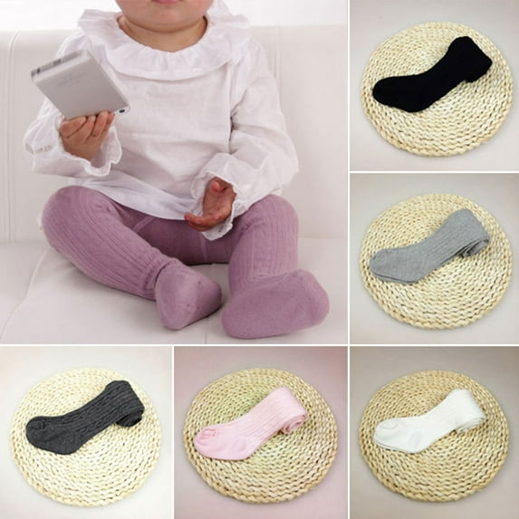 SPRING PARK Baby Girls Soft Cotton Infant Leggings Toddler Solid Knit Socks Warm Stockings
