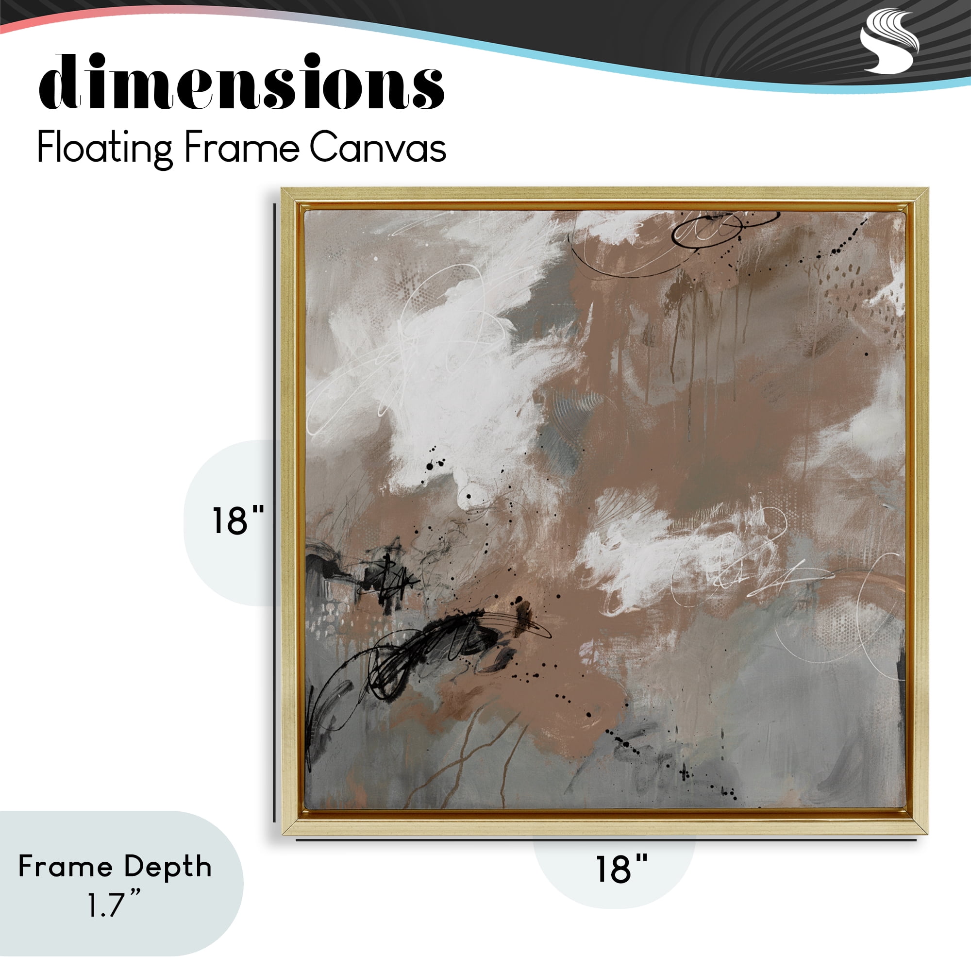 Stupell Industries Brown & Grey Brushwork Gold Framed Floater Canvas Wall Art, design by Ruth Fromstein