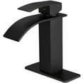 thumbnail image 1 of Waterfall Single Hole Single-Handle Low-Arc Bathroom  With Supply Line in Matte Black, 1 of 7