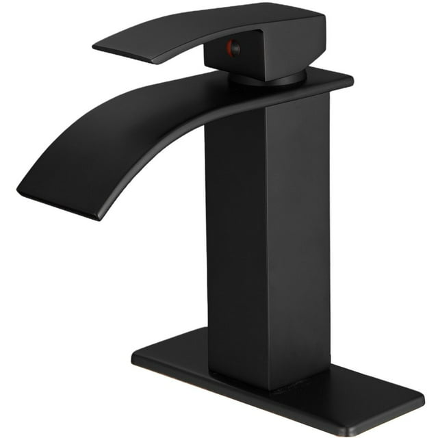 Waterfall Single Hole Single-Handle Low-Arc Bathroom With Supply Line in Matte Black