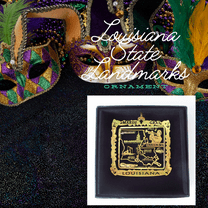 Louisiana Ornament State Souvenir Brass Black Leatherette Gift Box