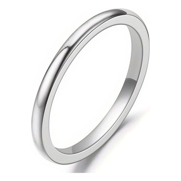 1pc Unisex Couples Ring Set - 2mm Stainless Steel Stackable Rings for Engagement and Wedding