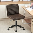 thumbnail image 3 of Furniliving Leather Desk Chair  Armless Office Chair Adjustable Swivel Rolling Computer Chair ,BlackBrown, 3 of 11