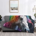 thumbnail image 2 of Naloa Colorful Haired White Horse Flannel Blankets - Thick and Warm Blanket for Winter, Soft Fuzzy Plush King Blanket for All Seasons40"x30", 2 of 6