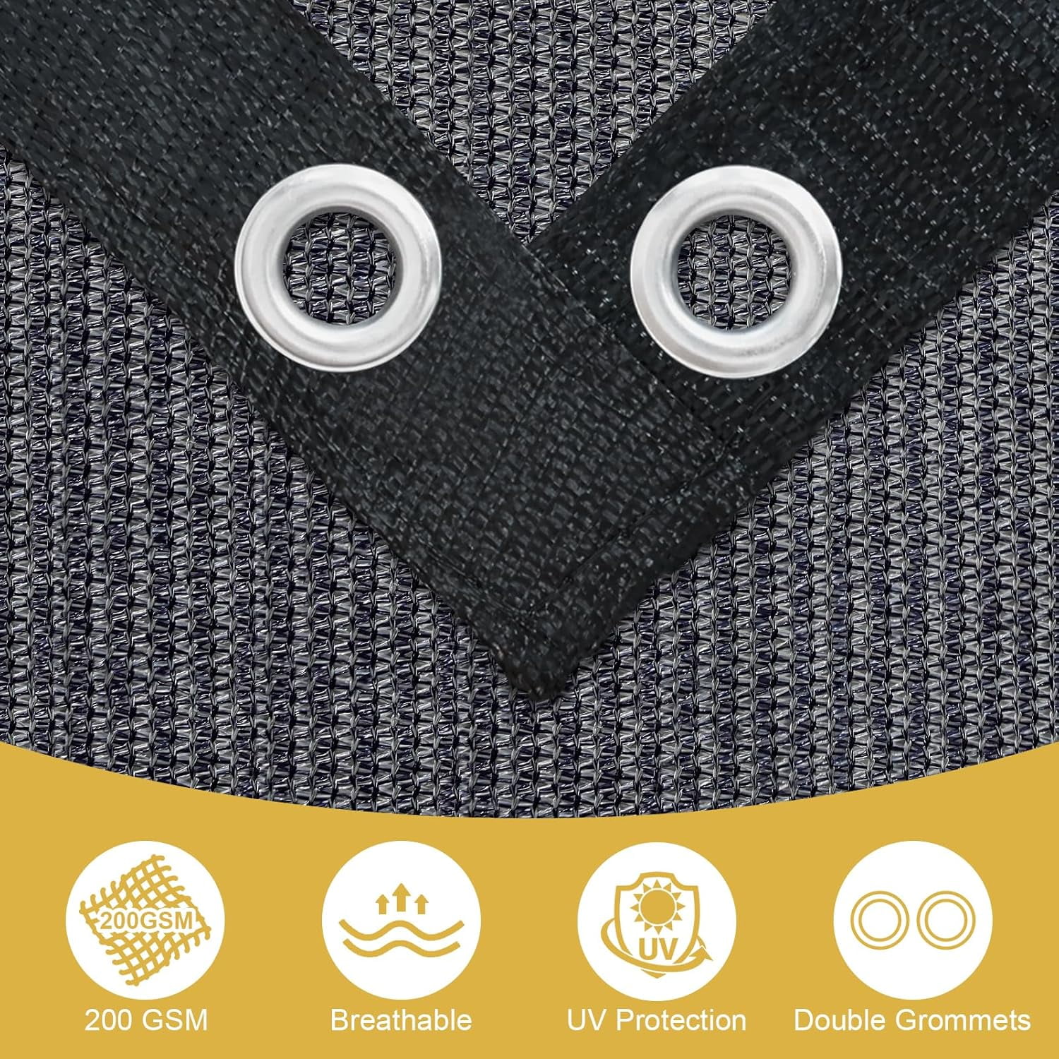 NAWAY 3'X6' 200GSM HDPE Mesh Sun Shade Canopy with Grommets,90% UV Protection Outdoor Screen,Blue Gray