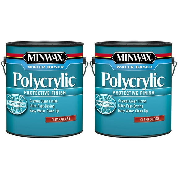 2 Pack of 1 gal Minwax 15555 Clear Polycrylic Water-Based Protective Finish Gloss