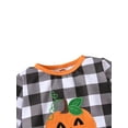 thumbnail image 4 of Hirigin Toddler Baby Girl Halloween Outfit Plaid Pumpkin Embroidery Pullover Sweatshirt Tops Flare Bell Bottom Pants Fall Clothes Set, 4 of 9