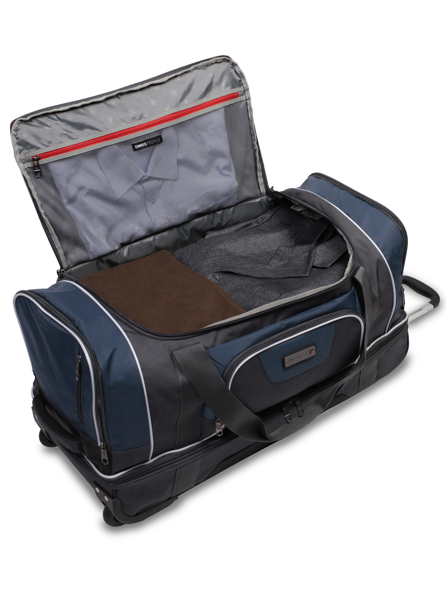 SwissTech Wanderer 30" Rolling Drop Bottom Travel Duffel Bag, Blue - image 4 of 14