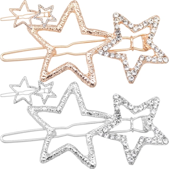 WASHWEPE Star Shaped Hair Clips 4Pcs Elegant Rhinestone Hairpins for Women Girls Weddings