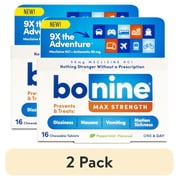 (2 pack) Bonine Max Strength Motion Sickness & Nausea Relief, Chewable Tablets, Peppermint, 16 ct