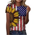 thumbnail image 2 of Fiudx Ofertas Flash Artículos En Oferta Moda Mujer Causal Día de La Independencia Cuello Redondo Impresión Blusa Manga Corta Camiseta Verano Tops, 2 of 6