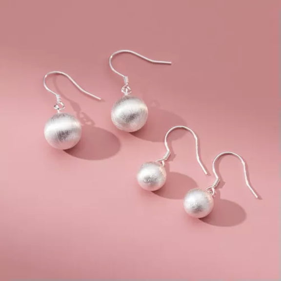 EOEMY 925 Sterling Silver Round Beads Balls Drop Stud Earrings-8 mm