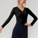 thumbnail image 1 of MHFRRA Camisetas de Mujer para Uso Diario, Cuello En V, Manga Larga con Diseño de Lazo, Estilo Casual y Cómodo para Todas Las Estaciones, para Bailar y Actividades de Ocio. Negro, 1 of 4