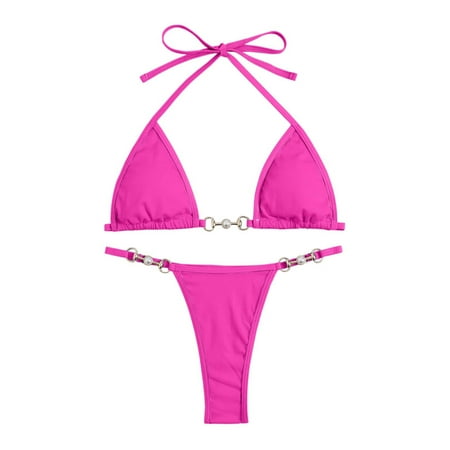 Upioiwer Women s Solid Multicolor Two Juniors Swimsuits Bottoms Piece Swimsuit Tobikini with Womens Swim Top Large Bust Removable Pads No Plus Size Leopard Swimsuits Underwire Pink X-Small