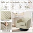 thumbnail image 3 of DREAMSIDEA Swivel Club Chair for Living Room, PU Leather Swivel Barrel Accent Chair Comfy Single Reading Armchair - Beige, 3 of 7