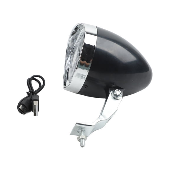 RIXUNO Usb Rechargeable Vintage Bicycle Headlight with 3 Led Beams Waterproof for Bike A