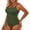 EliteGoogv#Army Green, variant on Women One Piece Swimsuit Plus Size Ribbed Fabric Pleated Design Slim Fit Tummy Control Modest Bathing Suit,Dark Blue,12