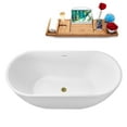 thumbnail image 4 of 59" Streamline G-84-324-BGL Soaking Glossy White Freestanding Tub and Tray With Internal Drain in Brushed Gold, 4 of 6