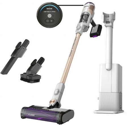 Shark - Detect Pro Auto-Empty System, Cordless Vacuum with QuadClean Multi-Surface Brushroll, HEPA Filter & 60-Minute Runtime - White/Beats Brass
