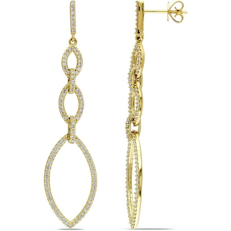Miabella 7/8 Carat T.W. Diamond 14kt Yellow Gold Marquise Tiered Earrings