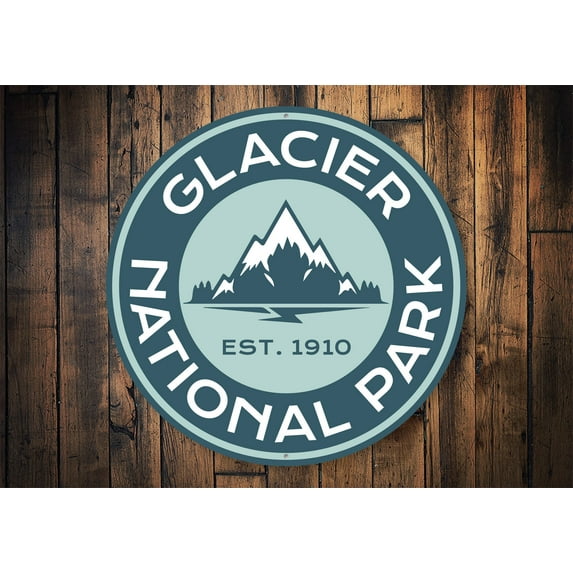 Glacier National Park Novelty Decor, Metal Wall Sign - 12" Circle