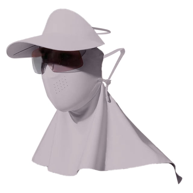 Klon Four In 1 Summer For Cycling With Long Ice Silk Scarf Full Face Sun Gear For Outdoor Riding Ice Silk Sunscreen Face Full Face Cycling Sunshade Hat Integrated