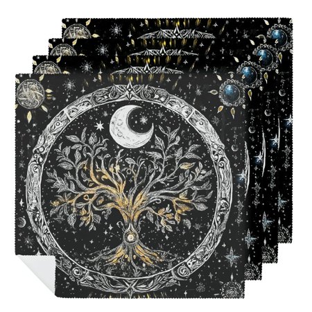 

FUMJ Moon Stars Cloth Napkin Reusable Polyester Home Decor Kitchen Dining Napkins Set of 6 6 PCS