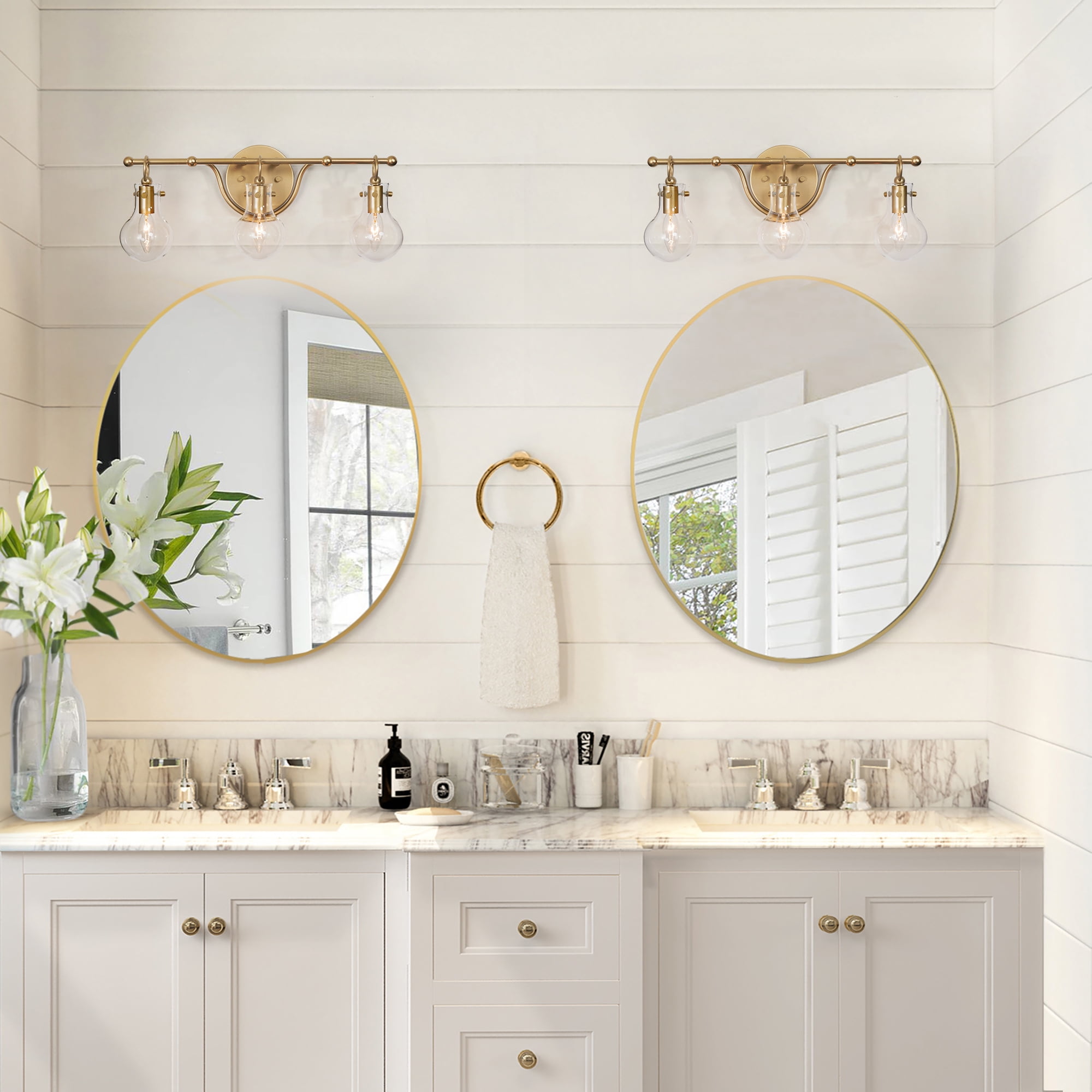 LNC Bathroom Vanity Lighting Fixtures Modern Gold Wall Sconce 3-Lights