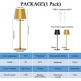 thumbnail image 4 of Ralbay 1 Pack Gold LED Cordless Table Lamp, 5000mAh Rechargeable Battery Lamp, Stepless Brightness Gold Dining Table Lamps, IP54 Waterproof Battery Powered Lamps Outdoor Cordless Table Lamps, 4 of 9