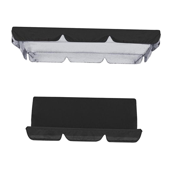 yotijay Patio Swing Cushion Cover Set Replacement Canopy Cover Swing Seat Cover for 3 Black
