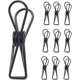 thumbnail image 1 of Clip de resorte de metal hueco, pinza de cola de pez de metal, clips multiusos, inoxidable, chapado, ropa, calcetines, documentos, billetes (negro, 10 piezas) JM, 1 of 5