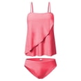 thumbnail image 4 of Strapless Tankini Swimsuits for Women 2 Piece Bandeau Blouson Swim Top with Bikini Bottom Tummy Control Bathing Suits, 4 of 7