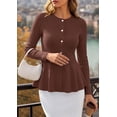 thumbnail image 3 of PRETTYGARDEN Women's Fall Lightweight Cardigan Sweaters | Long Sleeve Peplum Tops, Button Up, Slim Fitted, Flared Hem, Soft Ribbed Knit, Business Casual Outfits, Winter Trendy Clothes, 3 of 9