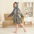 thumbnail image 4 of FORMRS Niños Bathrobe Unisex Hooded Robe Soft Plush Pajamas Sleepwear, Size 2-3T, White Floral Garden, 4 of 7
