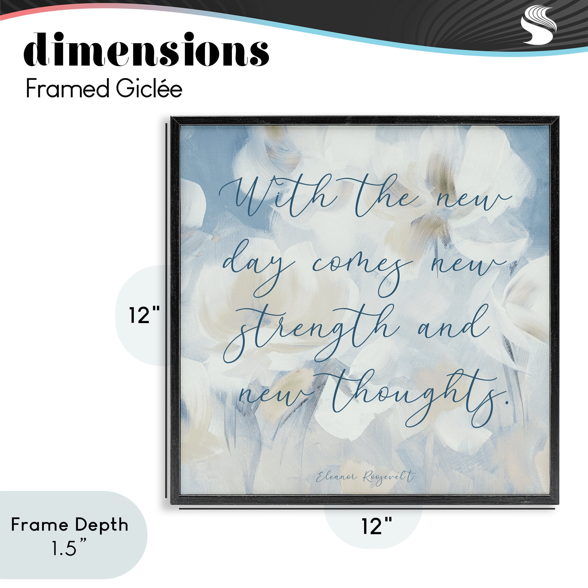 Stupell Industries Strength & New Thoughts Quote Black Framed Giclee Art, design by Lanie Loreth