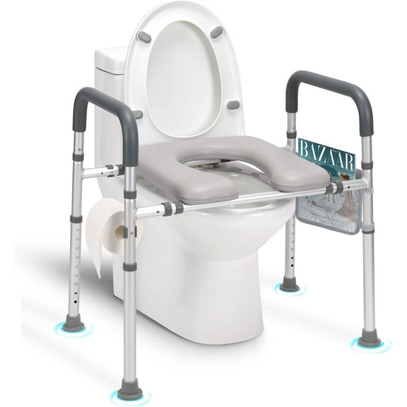 Raised Toilet Seat with Handles, 400lb Handicap Toilet Seat with Handles Over Toilet, Commode Chair with Adjustable Height & Width, Toilet Seat Risers for Seniors, Elderly, Handicap