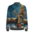 thumbnail image 4 of LOVZFMLL Vestes pour Femmes Chandail en Molleton Ample à Manches Longues avec Fermeture Éclair Veste de Baseball Tricotée Décontractée, 4 of 5