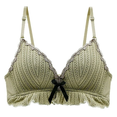 GZWYHT Wireless Bras Clearance Bralettes for Women Women s French Cup No Underwire Bra Maintenance Bra Type Sexy Lace Lingerie Bra Bras for Women Lace Bralette Push Up Bra Green 34