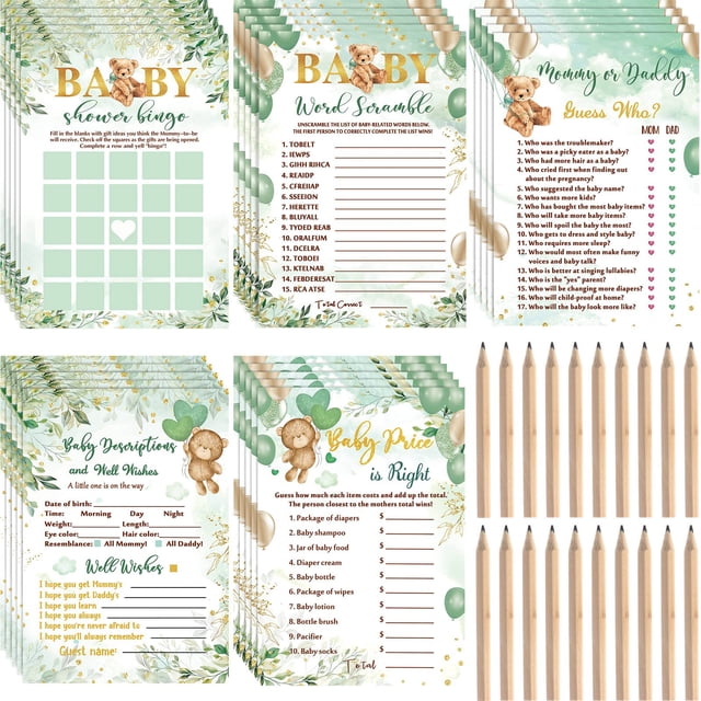 Juegos de baby shower Gersoniel Bear 125 unidades para niños y niñas de más de 3 años