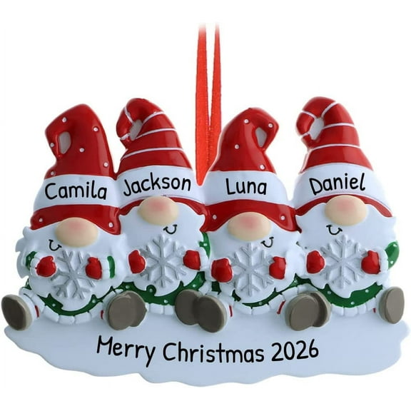 Personalized Family Christmas Ornament - Custom Ornament Family of 4 Christmas Ornament 2024 Customized Gnome Christmas Ornaments Family of 4 Gnome Ornament Family of Gnome Ornament