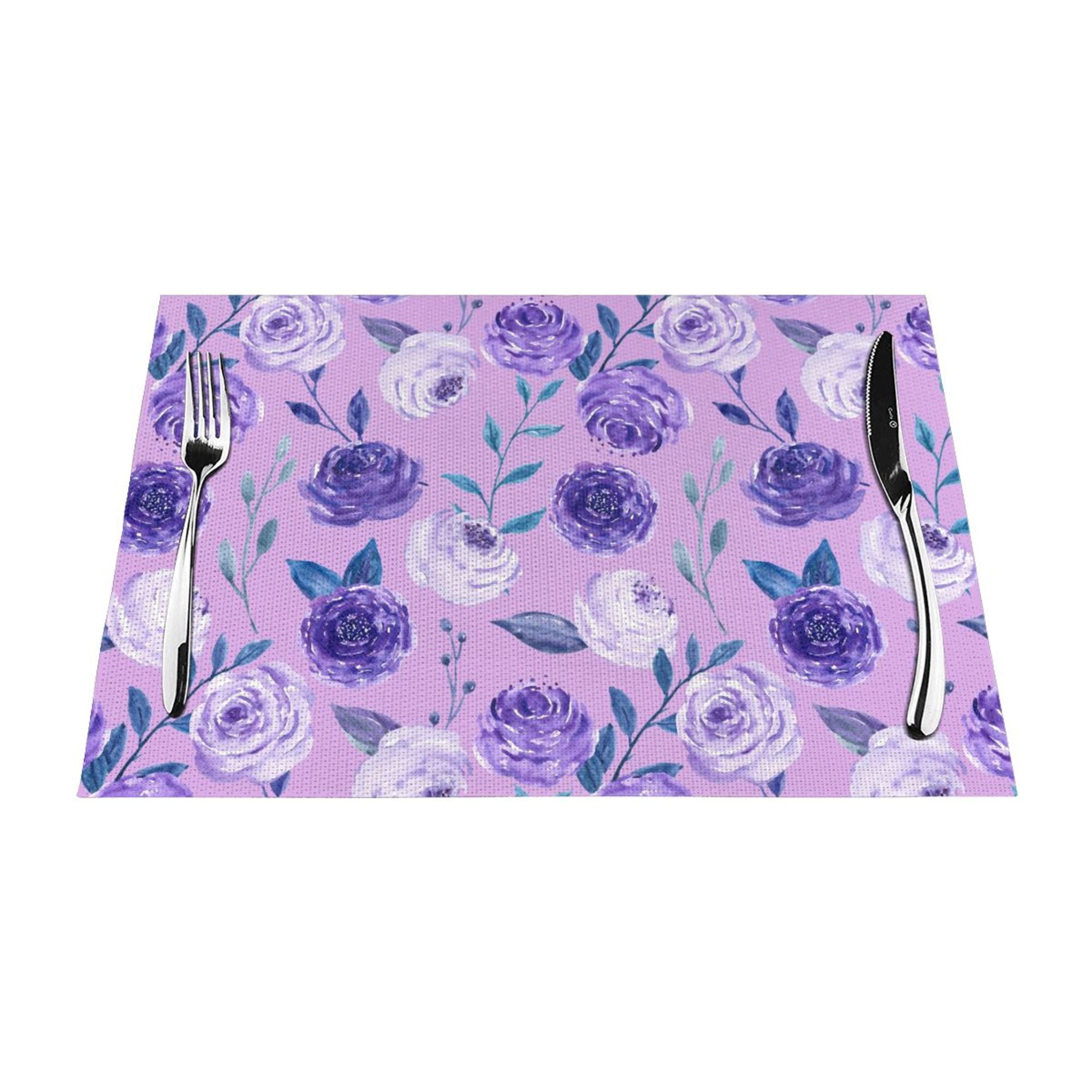 YFYANG Washable Heat-Resistant Placemats, 70% PVC/30% Polyester, Purple ...