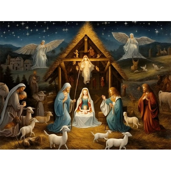 Jigsaw Puzzles 500 Pieces For Adults People Christmas Religious Holy Nativity Wooden Educational Training Decompression Difficult Funny Wall Art Gift