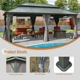 thumbnail image 5 of Domi Outdoor Living 12’ x 20’ Hardtop Gazebo Canopy with Netting & Curtains, Outdoor Aluminum Gazebo with Galvanized Steel Double Roof for Patio Lawn and Garden, Gray, 5 of 9