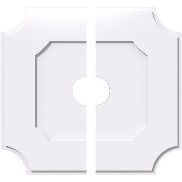 Ekena Millwork CMP12LE2-02000 12 Po OD x 2 Po ID Carré Locke Architectural Grade Médaillon de Plafond Contemporain PVC - 2 Pièces