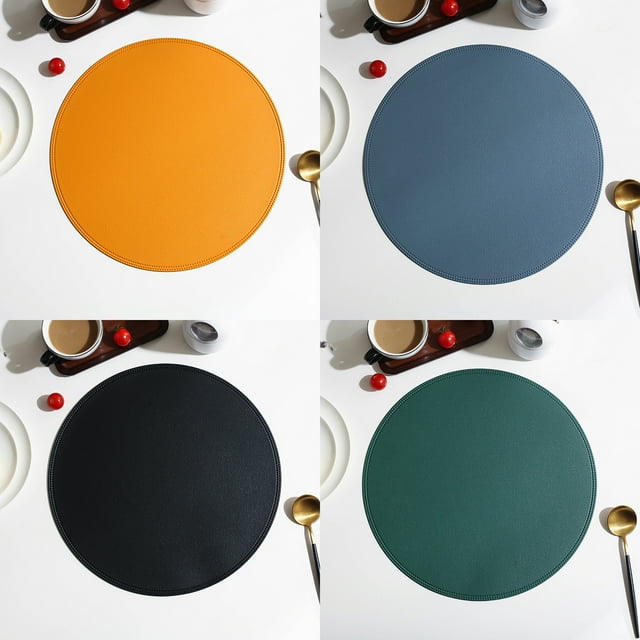 Sentmoon Napperons Napperon Rond en Cuir Napperon Uni en Faux Cuir, Tapis à Café, Tapis de Table de Cuisine, Tapis de Table de Cuisine Faciles à Nettoyer pour le Camping