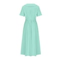 thumbnail image 4 of Uaswgudfs Women's Summer Casual Dress:Collar Short Sleeve Midi with Belted Waist & Flowy Skirt - Everyday Lightweight Comfort & Elegant Style Green 2XL, 4 of 4