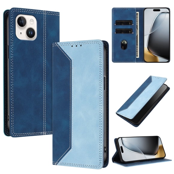 Funda FOXDOCK para iPhone 13 Mini de Cuero Premium Bicolor con Ranuras RFID, Carcasa Tipo Billetera Antigolpes y Soporte Plegable